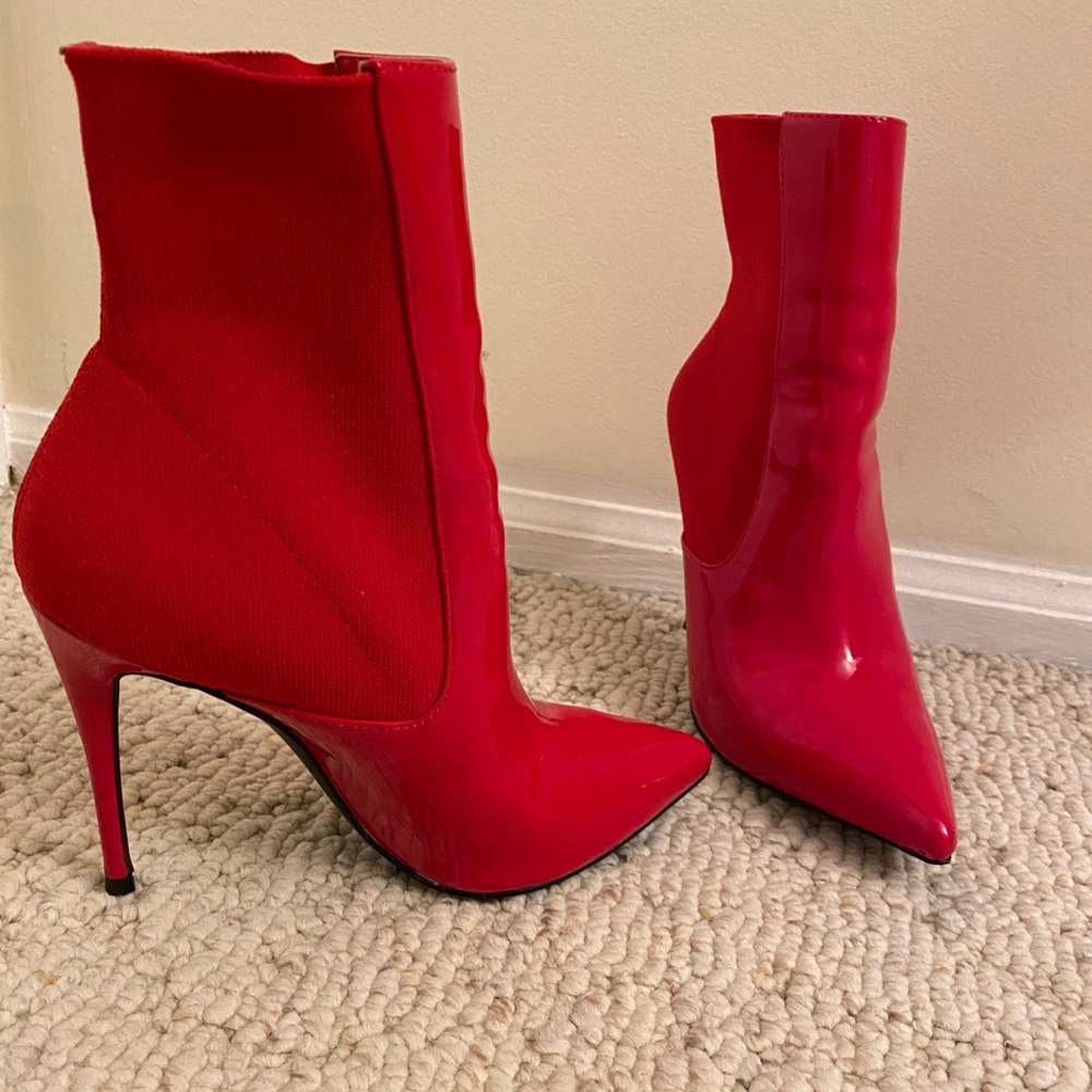 Steve Madden red stiletto booties